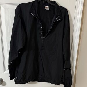 Nike Men's Black Windbreaker with White Accents